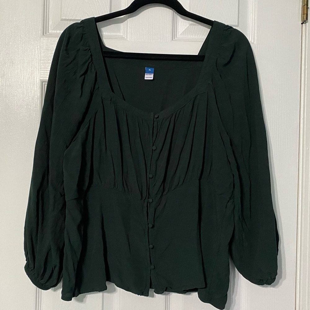 Old Navy Square Neck Button Front Long Sleeve Blouse